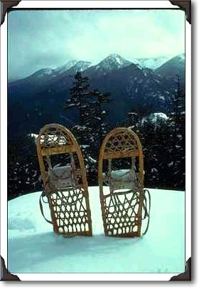 Snowshoes In Front Of Peaks Snowshoes In Front Of Peaks