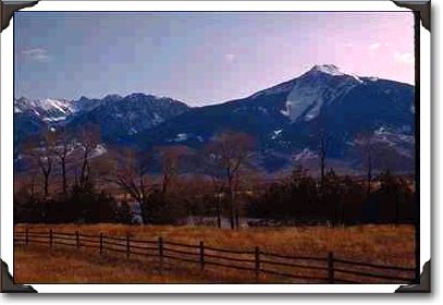 Fence, River And Mountain Scene Fence, River And Mountain Scene