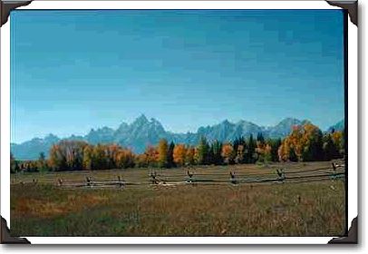 Old Fence, Fall Trees, Mountain Range Old Fence, Fall Trees, Mountain Range