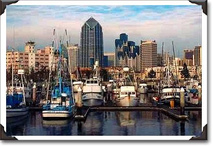 Tuna fleet and downtown waterfront Tuna fleet and downtown waterfront