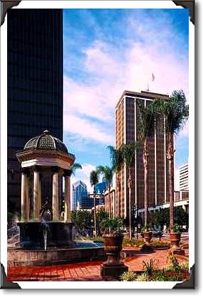 Fountain and high-rises, Broadway Fountain and high-rises, Broadway
