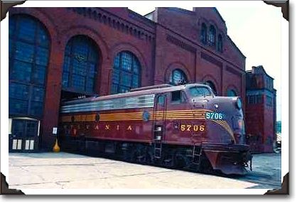 Pennsylvania RR, EMD E-8 restored at Reading, PA 1988 Pennsylvania RR, EMD E-8 restored at Reading, PA 1988