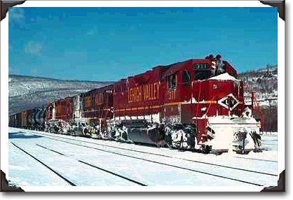 Lehigh Valley, EMD #311 leads freight at Lehighton, PA Lehigh Valley, EMD #311 leads freight at Lehighton, PA