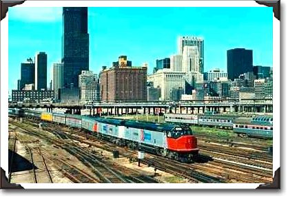 Amtrak EMD FP-45 #626 leaving Chicago 1974 Amtrak EMD FP-45 #626 leaving Chicago 1974