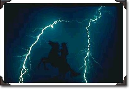 Desert night rider with lightning, Arizona Desert night rider with lightning, Arizona