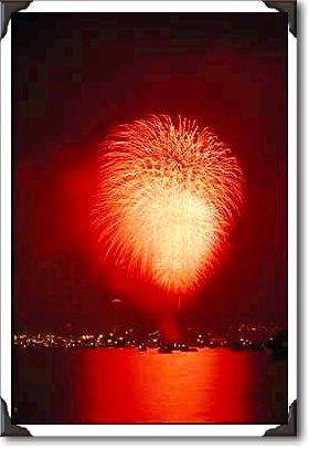 Fireworks over water, Seattle, Washington Fireworks over water, Seattle, Washington