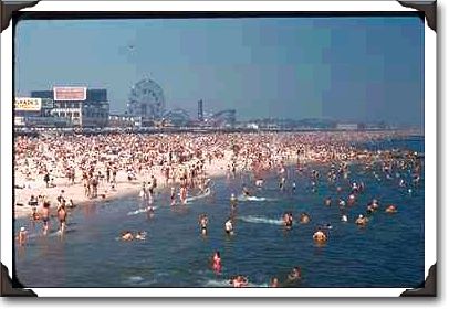 Crowded beach, Coney Island, New York Crowded beach, Coney Island, New York