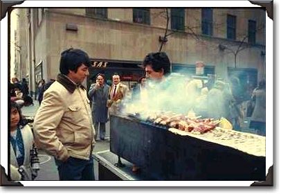 Shish kabob seller on 43rd St., New York City Shish kabob seller on 43rd St., New York City