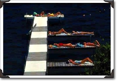 Sunbathers on Lake Chautauqua, New York Sunbathers on Lake Chautauqua, New York