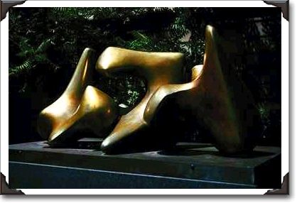Bronze statue, three-piece reclining figure by Moore Bronze statue, three-piece reclining figure by Moore
