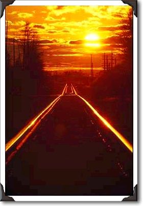 Railroad tracks at sunset, upstate New York Railroad tracks at sunset, upstate New York