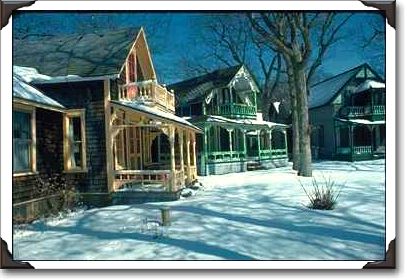 Gingerbread houses in winter, Martha's Vineyard Gingerbread houses in winter, Martha's Vineyard