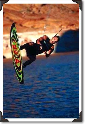 C.C. Roberts completes a flip on Lake Powell, Utah C.C. Roberts completes a flip on Lake Powell, Utah