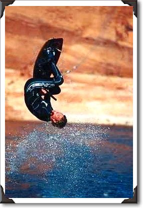 Wake board flip, Lake Powell, Utah Wake board flip, Lake Powell, Utah