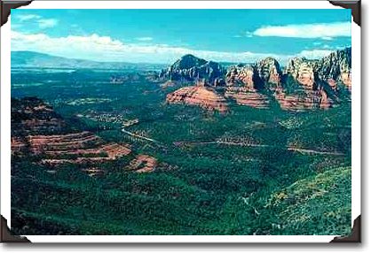 Oak Creek Canyon from Schnebly Hill Road, highway 89 below, Arizona Oak Creek Canyon from Schnebly Hill Road, highway 89 below, Arizona