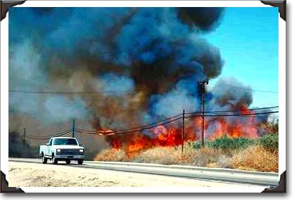 Brush fire, desert, California Brush fire, desert, California