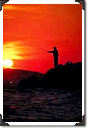 Fishing at sunset, Hockamok Head, Swans Island, Maine Fishing at sunset, Hockamok Head, Swans Island, Maine