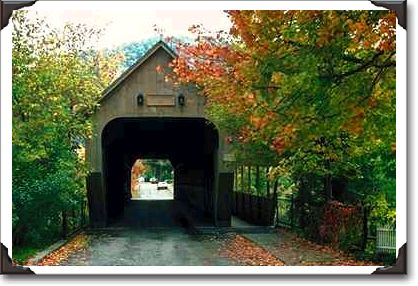 Covered bridge, with fall foliage, Woodstock, Vermont Covered bridge, with fall foliage, Woodstock, Vermont