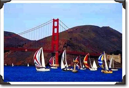Golden Gate Bridge and sail boats, San Francisco, California Golden Gate Bridge and sail boats, San Francisco, California