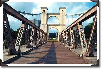 Old suspension bridge, Waco historical site, Texas Old suspension bridge, Waco historical site, Texas