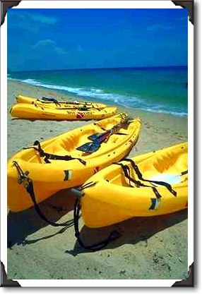 Sea dive kayaks on beach, Fort Lauderdale, Florida Sea dive kayaks on beach, Fort Lauderdale, Florida