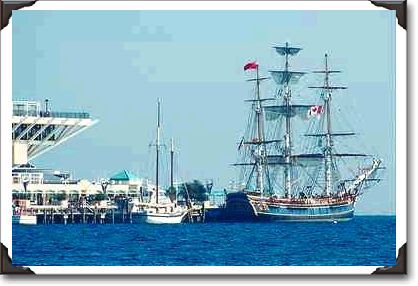 Replica of "Bounty" tied up at the pier, Florida Replica of "Bounty" tied up at the pier, Florida