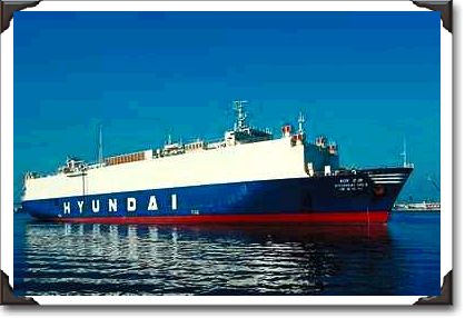 Hyundai No. 2, car ship, Los Angeles Harbor, California Hyundai No. 2, car ship, Los Angeles Harbor, California