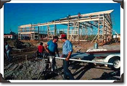 Hamilton and Mark help build a gas station, Winnebago tribes of Nebraska Hamilton and Mark help build a gas station, Winnebago tribes of Nebraska