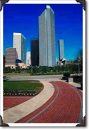 View from Houston Center Park, dominated by the Chevron Tower, Texas View from Houston Center Park, dominated by the Chevron Tower, Texas