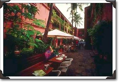 Dining at a sidewalk cafe in Charlotte Amalie, St. Thomas Dining at a sidewalk cafe in Charlotte Amalie, St. Thomas