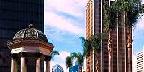 Fountain and high-rises, Broadway
