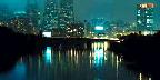 City light reflected in Schuylkill River
