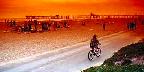 Summer sunset at the beach, Huntington Beach, California