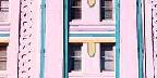 Delicate sculptured pastel design, Miami Beach Hotel