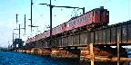 Pennsylvania RR, MU electrics crossing Raritan Bay, N.J.