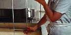 Cutting the curd, making cheese, Elberta, Alabama