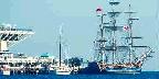 Replica of "Bounty" tied up at the pier, Florida