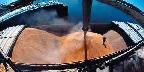 Barge being loaded with grain on Mississippi River in Dubuque, Iowa