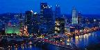Pittsburgh at dusk, across the Monongahela River, ...