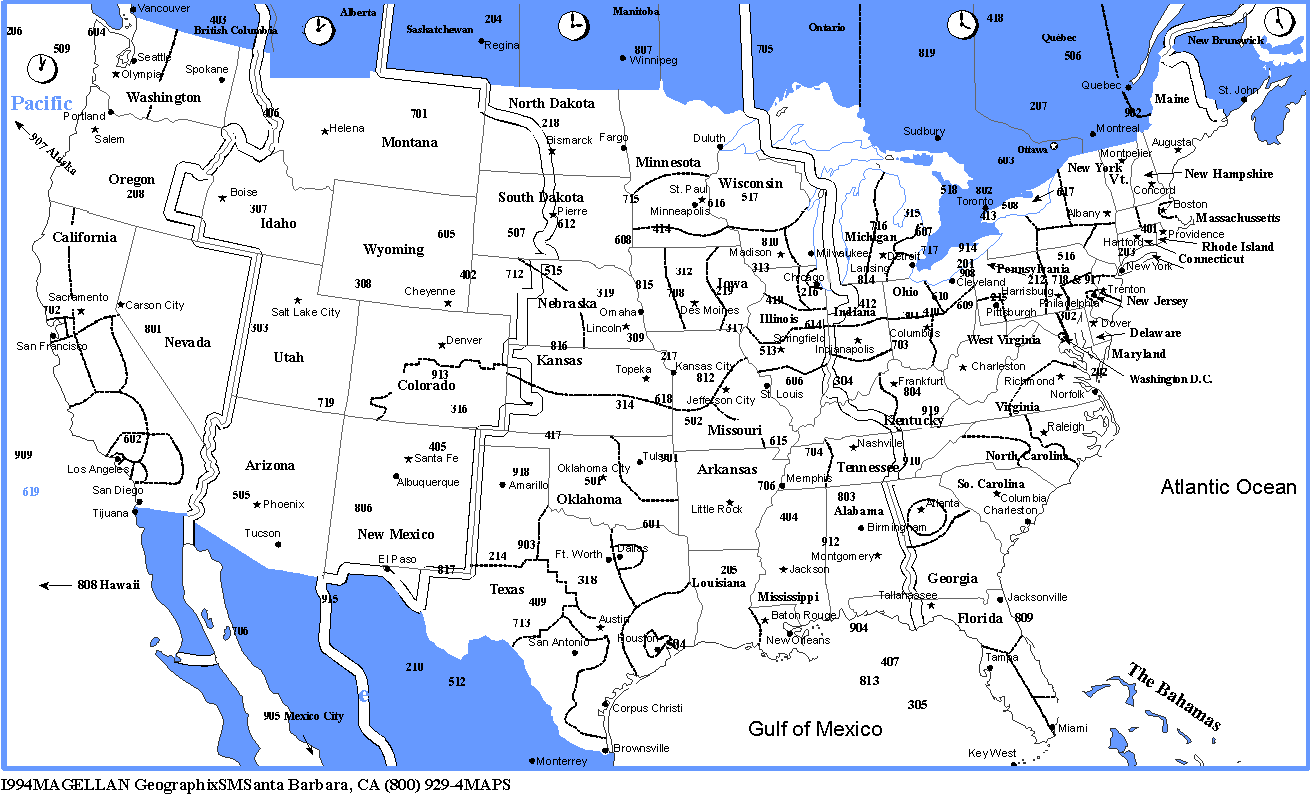 US Areacodes Map US Areacodes Map