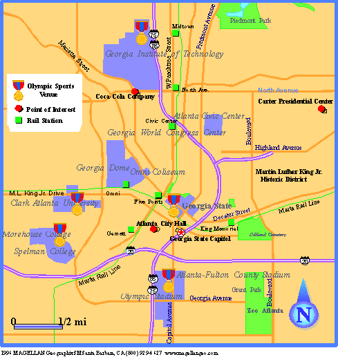 Atlanta Downtown Map, Georgia Atlanta Downtown Map, Georgia