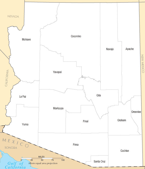 Arizona Counties Map Arizona Counties Map