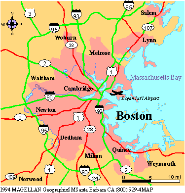 Boston Metro Map, Massachusetts Boston Metro Map, Massachusetts