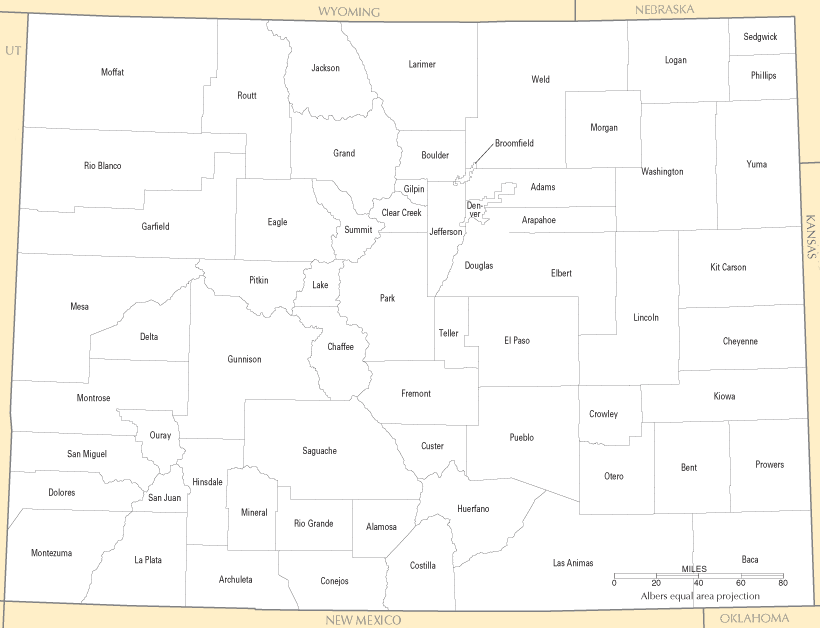 Colorado Counties Map Colorado Counties Map