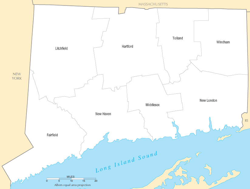 Connecticut Counties Map Connecticut Counties Map