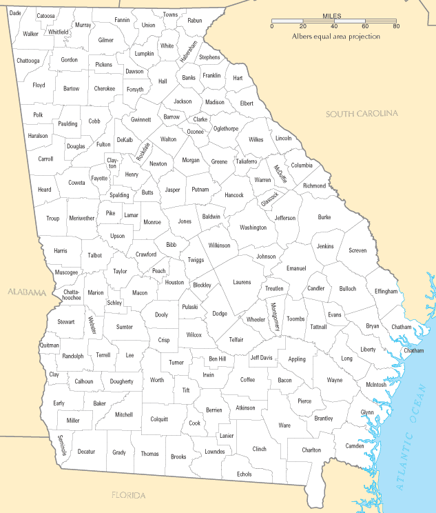 Georgia Counties Map Georgia Counties Map