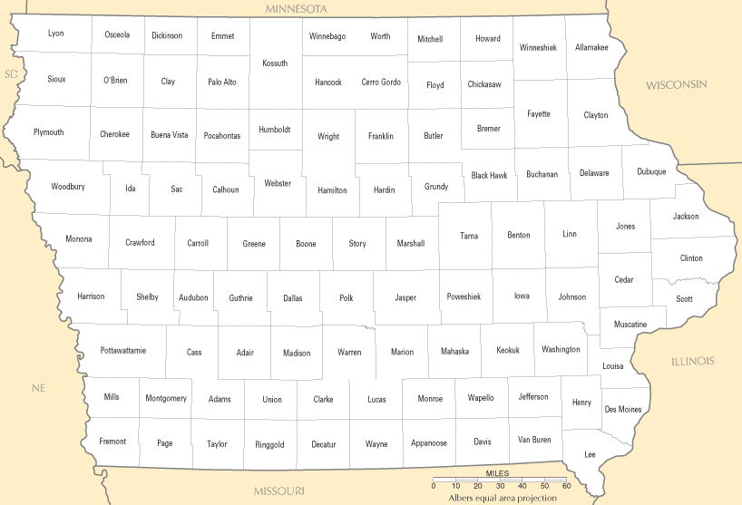 Iowa Counties Map Iowa Counties Map