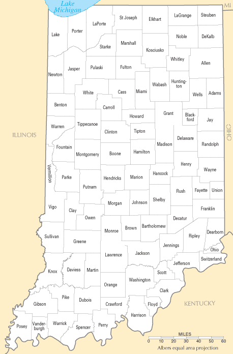 Indiana Counties Map Indiana Counties Map
