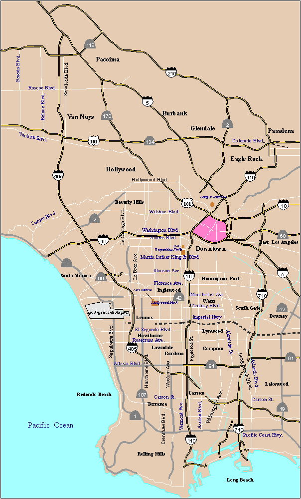 Los Angeles Metro Map, California Los Angeles Metro Map, California