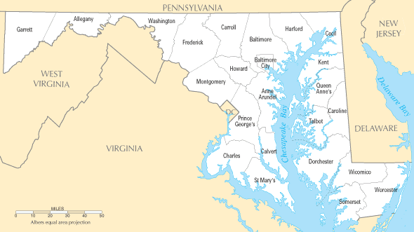 Maryland Counties Map Maryland Counties Map
